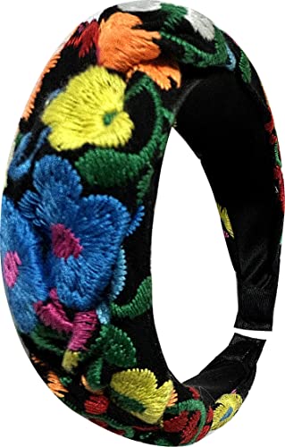 YZXDORWJ Women’s Mexican Headband Embroidery Handmade Colorful Floral Artisanal Braided Headband (FA-BK)