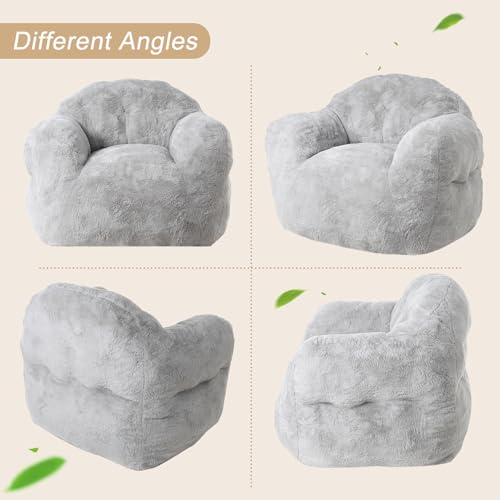 Image of GarveeHome Bean Bag Chair with Filler, 51 inch Giant Bean Bag Sofa for Adults Kids, Soft Cozy Large Beanbag Sofa Chair with Armrests for Living Room Bedroom, Light Grey