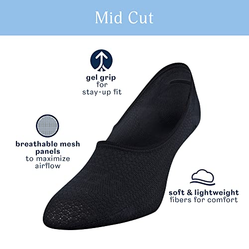 Peds Women's Lightweight Mesh Mid Cut No Show Socks,Multipairs2