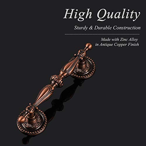 Probrico 10 Pack Antique Copper Cabinet Door Pulls Drawer Handles Traditional Wardrobe Pulls Knobs With Screws For Furniture Cupboard Dresser, 3-1/2 Inch Hole Centers #TOP1