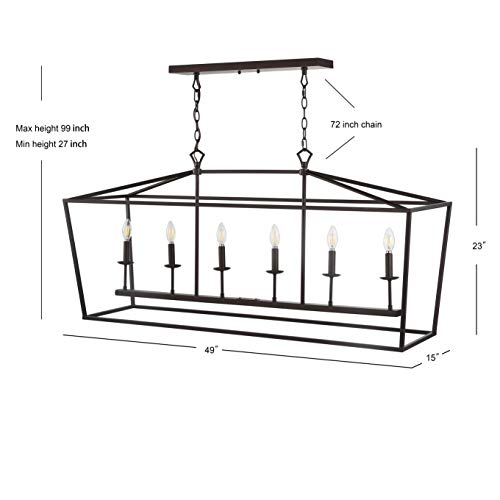 Image of JONATHAN Y Pagoda 6-Light Pendant 49 inch Cage, Oil Rubbed Bronze
