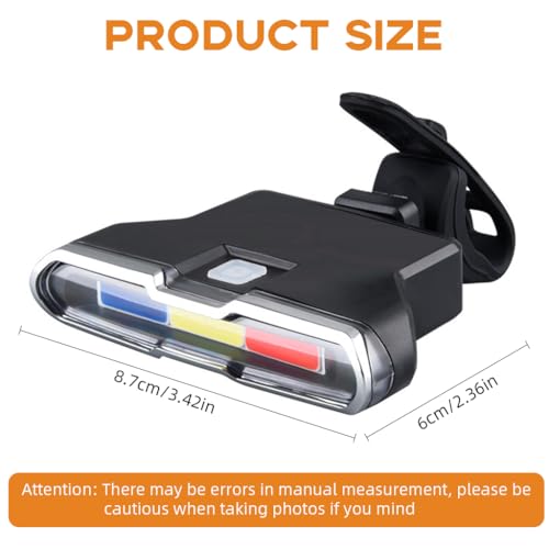 Image of Proberos LED Cycle Llights for Bicycle, USB Rechargeable Bike Safety Light 3-Color Warning with 7 Lighting Modes, Waterproof Tail Outdoor Riding Under Saddle