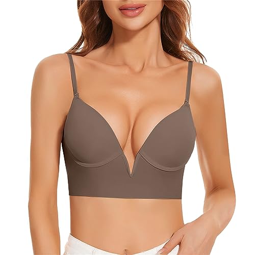 Sujetador sin Espalda Sujetadores Mujer sin Aros Push Up Sujetador Espalda Descubierta Sujetadors Escote en V Profundo Francés Invisible sin Costuras Bralette Mujer