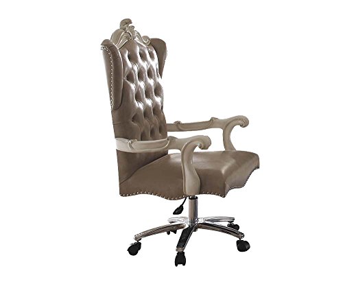 ACME Versailles Vintage Gray Faux Leather Chair with Swivel and Lift