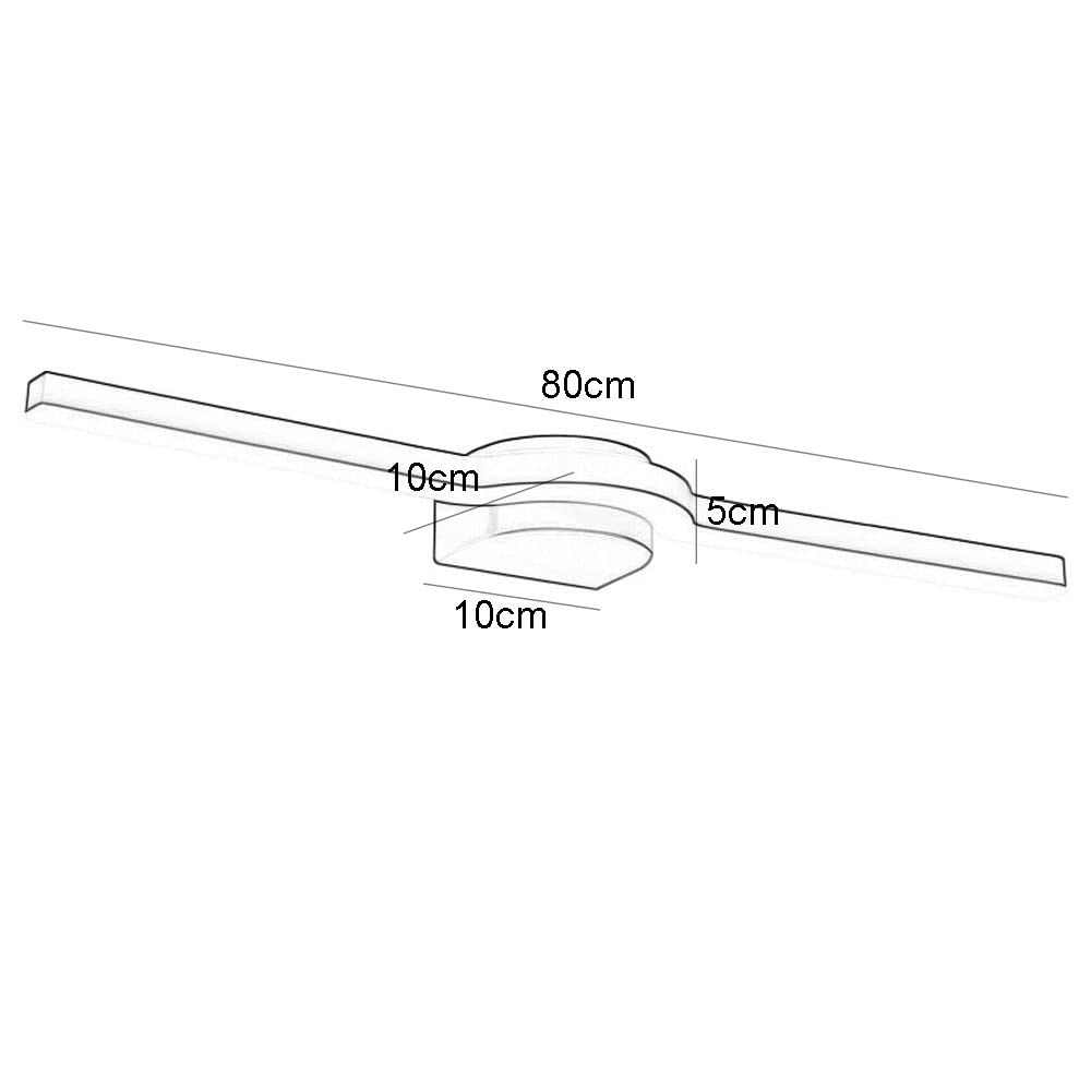 Apparecchio di illuminazione lineare per bagno con luce anteriore a specchio a LED, lampada da parete per bagno da 17 W, 80 cm, luci per specchietto da toeletta in metallo, sopra la toeletta per toile