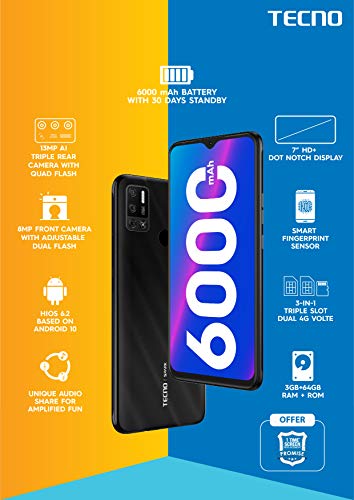 Image of Tecno Spark 6 Air (Comet Black, 3GB RAM, 64GB Storage)