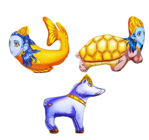 Image of Kurma Matsya and Varaha The Avatar of God Vishnu Soft Plush Washable Cotton Toys for Kids Pack of 3