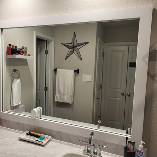 Frame My Mirror Add A Frame - Pure White 36" x 54" Mirror Frame Kit- Ideal for Bathroom, Wall Decor, Bedroom and Livingroom - Moisture Resistant - Upton Design - Mirror NOT Included - Image 5