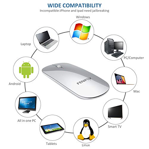 Fenifox MX106-AU-SL Bluetooth Mouse, Slim Mini Portable Flat Travel Wireless Mouse Rechargeable Quiet Ultra-Thin Mice Compatible thumb #5