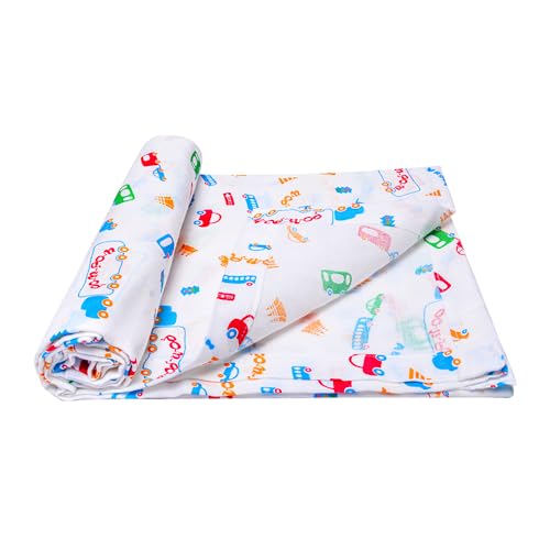Image of Swaddle for Babies -100% Muslin Cotton Soft 2-Layer Swaddle /Blanket /Multipurpose Wrap for New Born Baby Girl & Boy 90X90 cm, 0-6 Months, Set of 2, Elephant & Traffic Print
