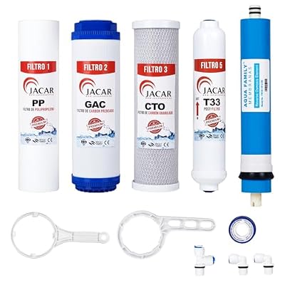 Jacar 5-stage Reverse Osmosis Water Filter Replacement Set with 50 GPD RO Membrane, Under Sink RO Water Filter System Kit Compatible with Most 10" Water Filtration System Universal (SET FILTER 50 GPD)