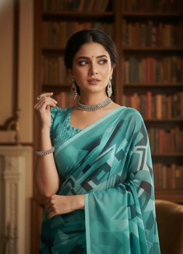 Image of Yashika Women's Georgette Printed Saree with Blouse Piece for Traditional Ethinic Wear Sari