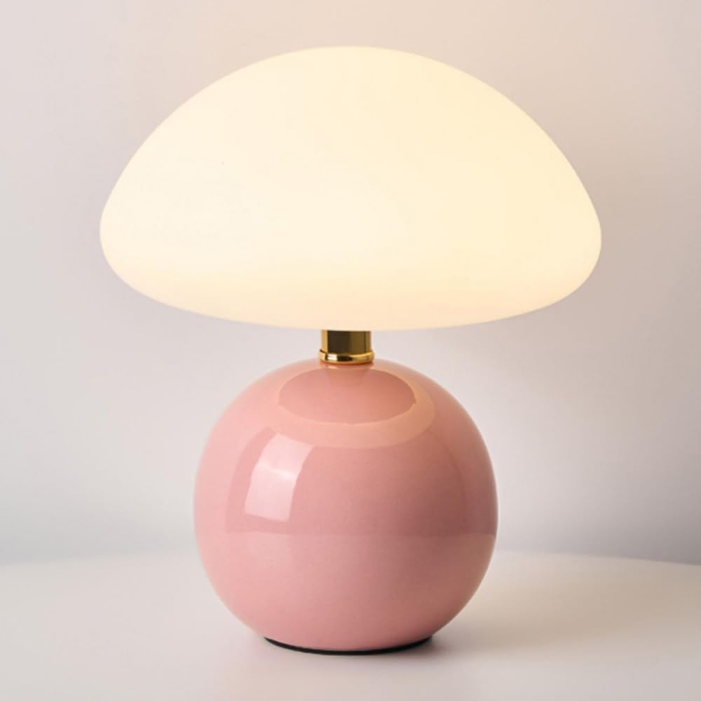 Mała lampka nocna w kształcie grzybka LED Ceramiczna lampka nocna na biurko, urocze lampy stołowe do sypialni, salonu, biurka, oświetlenie pokoju dziecięcego, 21 W, tryb 3 kolorów