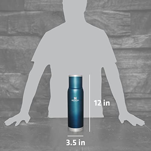 Image of Stanley Adventure-To-Go Vacuum Bottle 1.1 qt | Wide Mouth with Leakproof Cup Lid | Keep Drinks Hot or Cold | Packable for Travel | Insulated Stainless Steel Thermal Bottle | BPA-Free | Blue Glow
