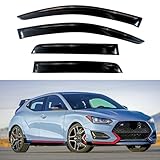 KPY Window Visor Compatible with Hyundai Veloster N 2019-2022, 4PC Rain Guard Side Window Vent Deflectors Tape-On Style, 2019 2020 2021 2022