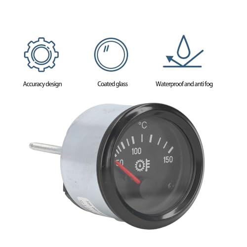 Risegun Öltemperaturanzeige, 52mm (24V) Präzisions-Sensor Generator Öl Kraftstofftemperaturanzeige für Dieselmotor 24 V LKW PKW 50-150 ℃