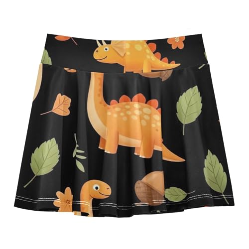 Athletic Shorts for Girls Skorts Toddler Tennis Skirts Clothes Butterfly Skirt Whimsical Orange Dinosaurs 3t2