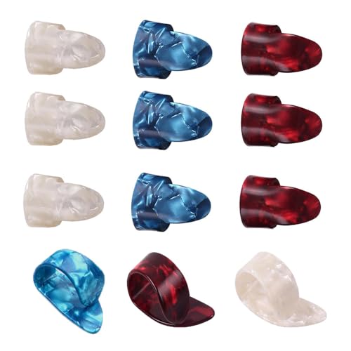 Esforzarse 12 Stück Einstellbares Fingerpicks, Kunststoff Finger Plektrum Gitarre Finger Picks Daumen Pick Fingerplektren, Daumen Picks für Verschiedene Saiten Gitarre Banjo Harfe Bass