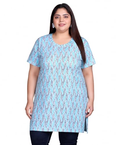 Image of In Love Women's All-Over Printed Cotton Plus Size Longline T-Shirt with Pockets