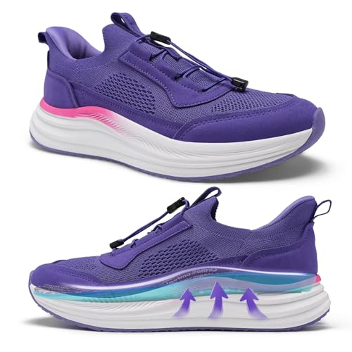 Women's Orthopedic Walking Shoes: Arch Support Orthotic High Arch Flat Feet Plantar Fasciitis Heel Spur Road Running Shoes, Breathable Outdoor Camping Driving Leisure Sneakers Purple Size 8