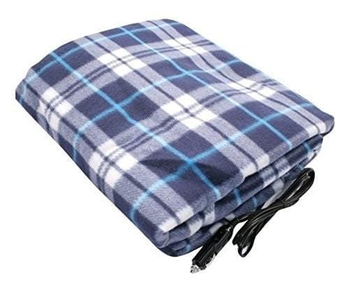 12V Heated Electric Blanket for Car, Truck & Van – Plaid Pattern Travel Heating Throw – Fast Warming, Portable & Lightweight – 39 x 24 Inch
