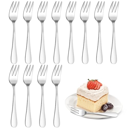 Kuchengabeln 12 Stück, Edelstahl Dessertgabeln, Spiegelpoliert Kleine Gabeln, Spülmaschinenfest, 14,3 cm Silber Gabeln 12 Stück für Konditoreien,...