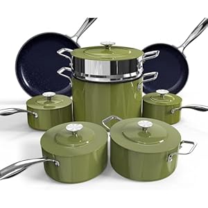 Nuwave Lux 13pc Forged Lightweight Cookware Set PFAS Free, Healthy G10 Duralon Ceramic Coating, Ultra Non-Stick, Stay-Cool Handles, Works on All Cooktops & Induction Ready