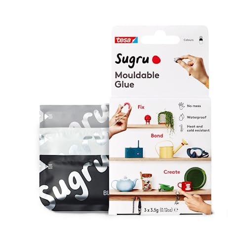 Sugru Silicone Super Glue - Waterproof All-Purpose Wall Putty + Moldable Glue for Crafting + DIY Home Improvement - Removable + Kid-Safe - Indoor/Outdoor Use - 3 Pack - Black White + Grey (3.5g/ea)