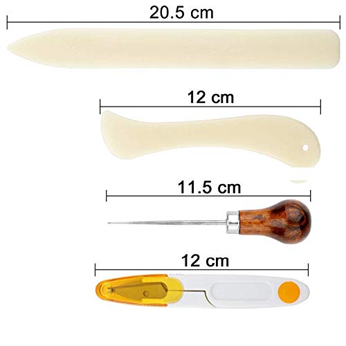 28 stuks boekbinderei gereedschapsset boekbinders starterset groot oog gebogen naalden gewaxt draad clipper botten map… - Afbeelding 7