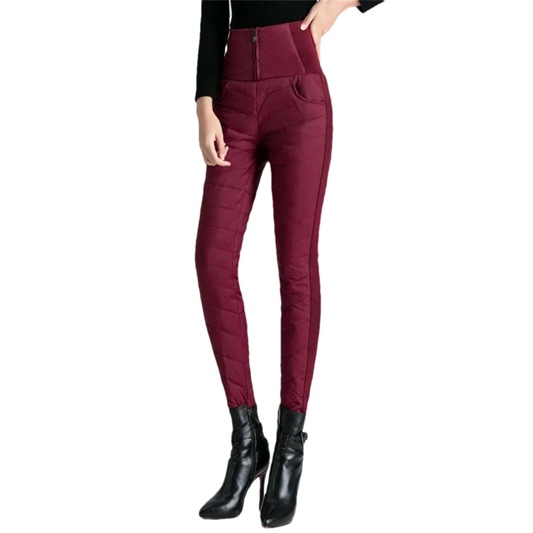 Winter High Waist Down Pants Women Thicken Warm Plus Fleece Casual Streetwear Skinny Pencil Pants