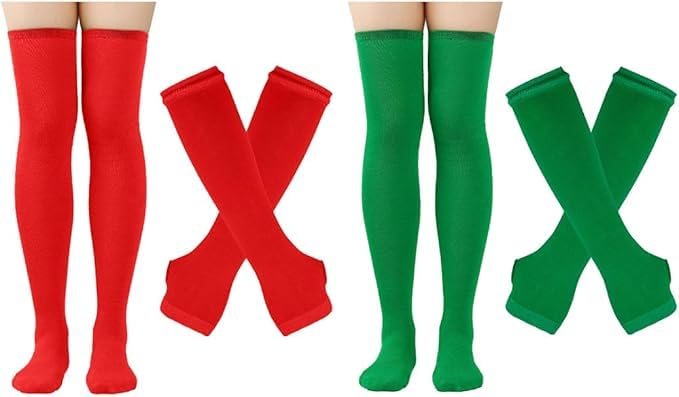 Fartoni Rote und grüne Mützen mit Schnurrbärten Handschuhen und Knöpfen für Kostüm Cosplay Halloween und Karneval.