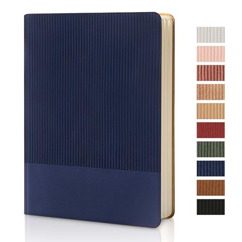 Image of Lined Journal Notebook for Work College Ruled Notebook 5.79 inch x 8.27 inch A5 PU Leather Daily Journaling Notebook 216 Pages for Women Men Daily Writing Business School Travel Gift (Dark Blue)