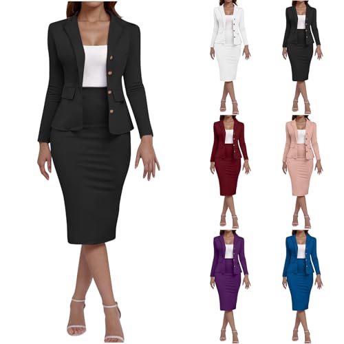2 Piece Suit Skirt Sets for Women Blazer and Pencil Skirts Set Two Piece Business Formal Suit Sets Office Work Outfits