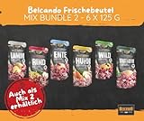 Belcando Frischebeutel Nassfutter | Multi Bundle, Sparpaket | Verschiedene Sorten | 6x125g (125g, Mix 1 - Kaninchen, Ente, Huhn, Wild, Truthahn, Rind)