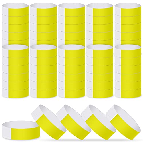 ASTARON Event Wristbands 200 Pcs Paper Wristbands for Events Waterproof Event Bracelets Arm Bands Yellow Party Wristbands for Events Clubs Lightweight Concert Wristbands