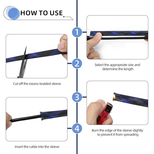 Expandable Braided Sleeving, PET Automotive Wire Loom, Flexible Cable Management for Audio Video and Other Home Device, Cord Protector from Pets (Black Purple, 3/8" x 100ft) by Kelepu - Image 7