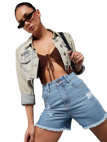 Image of Dolce Crudo Women's High Rise Denim Shorts - Relaxed Fit
