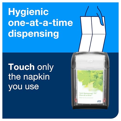 Tork Xpressnap Fit Tabletop Napkin Dispenser Black N14, Signature Range, One-at-a-time Dispensing, 6.7\" x 4.4\" x 5.6\", 7232001