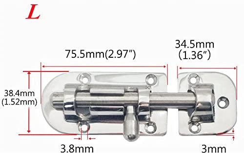 Image of 1 /2Pack Stainless Steel 316 Door Window Lock Latch ,Marine Barrel Bolt Clasp Sliding Hasp Locks Push Pull Toggle Buckle W /Rubber gaskets (2Pack, Length: 110mm 4.33inch)