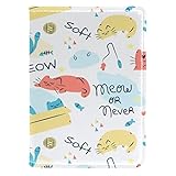 Cartera de piel sintética con clip para pasaporte, 4 x 5.5 pulgadas, para viajeros, lindo gato, gatito, garabatos, animales, palabras, Varios colores, 10x14cm/4x5.5 in