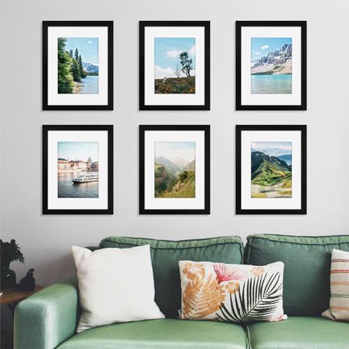 decorUhome 8.5 by 11 Picture Frame, Display Pictures 6x8 with Mat or 8.5x11 without Mat, Wall & Tabletop Display Certificate Frame, Black, 4 Pack