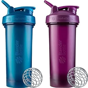 BlenderBottle Classic V2 Shaker Bottle Perfect for Protein Shakes and Pre Workout, 28-Ounce (2 Pack), Ocean Blue, Plum