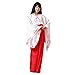 Girls White Kimono Red Hakama Pants Outfit Women's Japanese Anime Kikyo Miko Kimono Cosplay Halloween Witch Costume (S, Red)