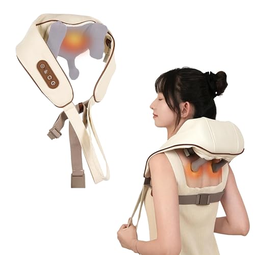 Image of Robustt Neck and Back Massager with Heating Mode, Massager for Body Aches and Pains Relief, Electric Wearable 6D Cervical Neck Massage Machine for Deep Tissue Neck, Back, Waist and Legs - Beige