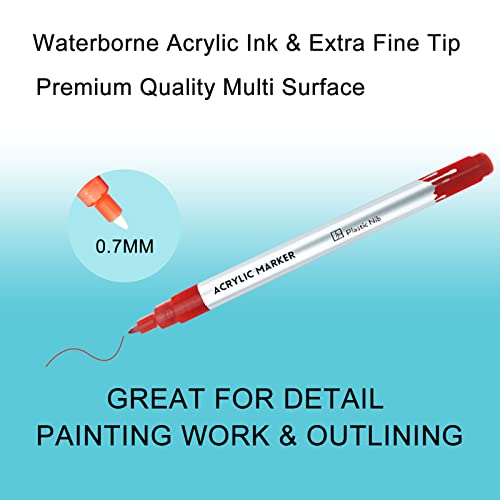 24-Colors Acrylic Paint Pens For Rock Paintings, Suitable For Stone, Ceramics, Glass, Canvas, Metal, Wood, Diy Craft And Painting Decoration Supplies, Ultra-Fine Nib Waterborne Acrylic Ink Pens Set #TOP1