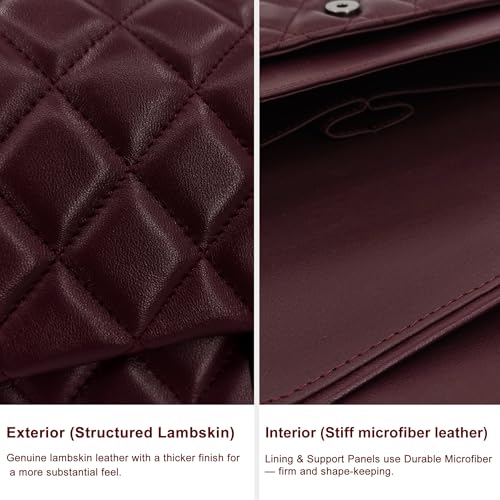 Quilted Leather Crossbody Bags for Women,Soft Lambskin Adjustable Double Chain Strap Shoulder Bag,Designer Flap Purse4