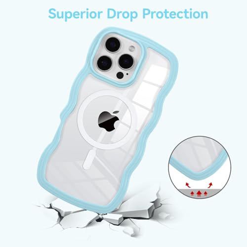 Coque iPhone 16 Pro MagSafe antichoc transparente à vagues bleu sierra