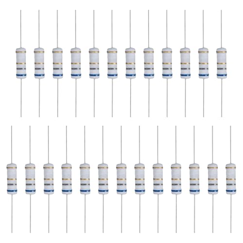sourcing map 25 Pcs 6.8 Ohm Resistor, 3 Watts 5% Tolerance Metal Oxide Film Resistor Axial Lead, Flame Proof for DIY Electronic Projects Circuits Experiments