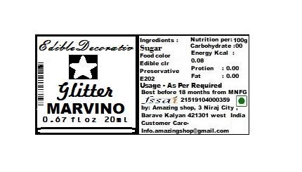 Marvino Edible Glitter for Cakes, Ice Cream, Whipcream, Pastries, Makeup, Art and Craft (White) 2