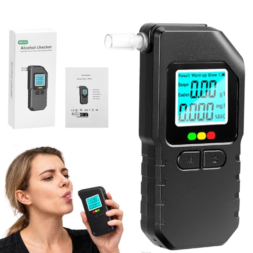 Hoyiyobi Éthylotest Électronique,avec Écran LCD Numérique,Haute Précision,avec Fonction Mémoire Et Annonce Vocale,Éthylomètre pour La Maison Ou Les Fêtes, avec 30 Embouts Buccaux